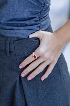 APM Monaco Red Heart Ring- Rings