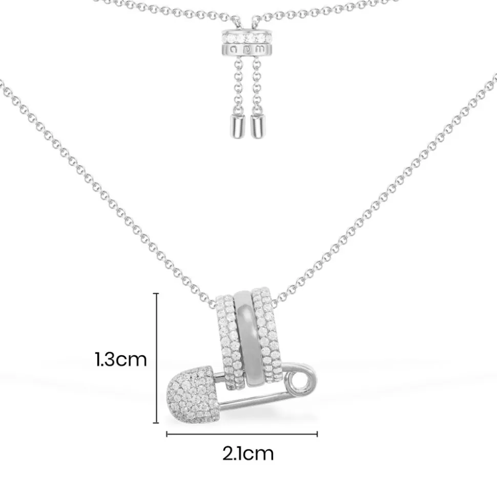 APM Monaco Safety Pin Adjustable Necklace- Necklaces