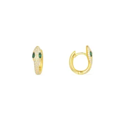 APM Monaco Serpent Huggie Earrings With Green Stones- Earrings