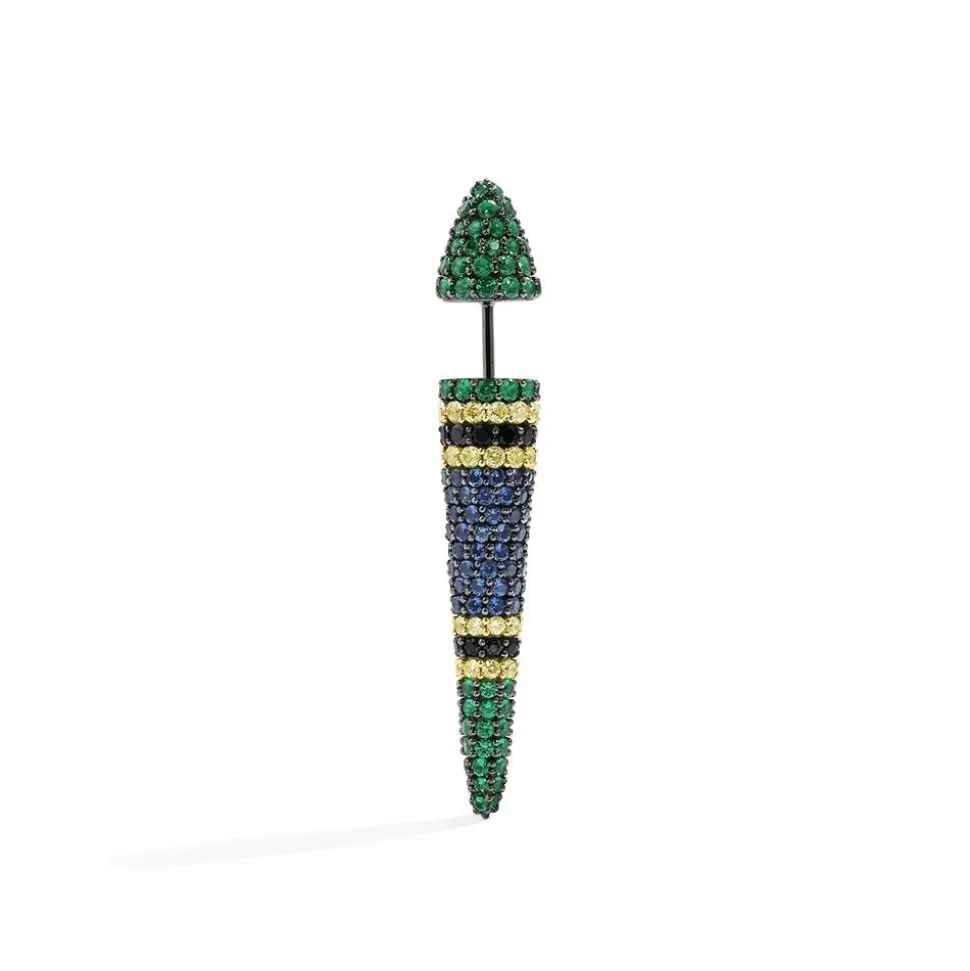 APM Monaco Single Multicolor Pave Underlobe Earring- Earrings