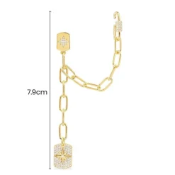 APM Monaco Single Paved Meteorite And Medal Chain Drop Earring With Cuff- Earrings