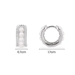 APM Monaco Small Double Paved Hoop Earrings With Pearls- Earrings