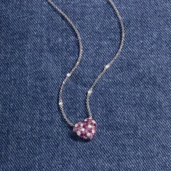 APM Monaco Small Fuchsia Heart Adjustable Necklace- Necklaces
