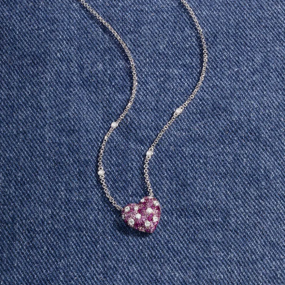 APM Monaco Small Fuchsia Heart Adjustable Necklace- Necklaces