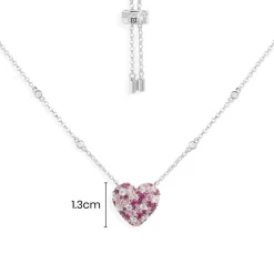 APM Monaco Small Fuchsia Heart Adjustable Necklace- Necklaces