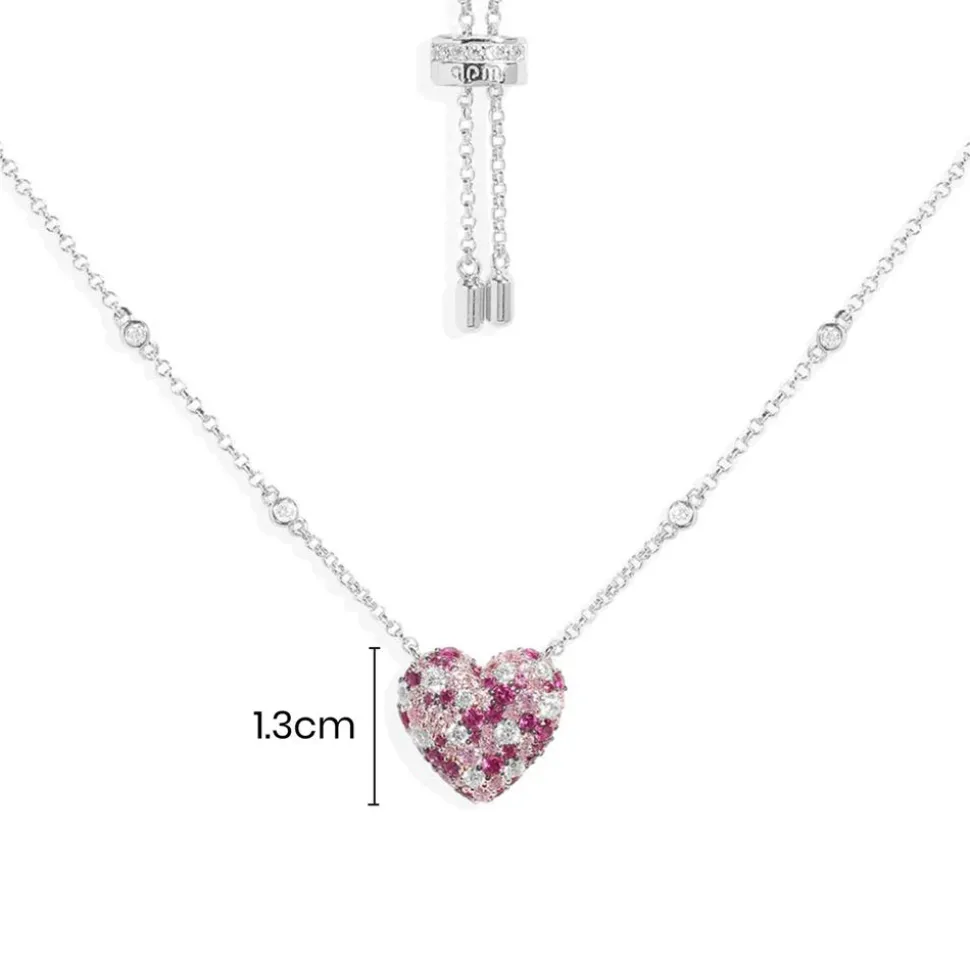 APM Monaco Small Fuchsia Heart Adjustable Necklace- Necklaces