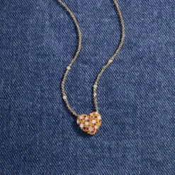 APM Monaco Small Multicolor Heart Adjustable Necklace- Necklaces