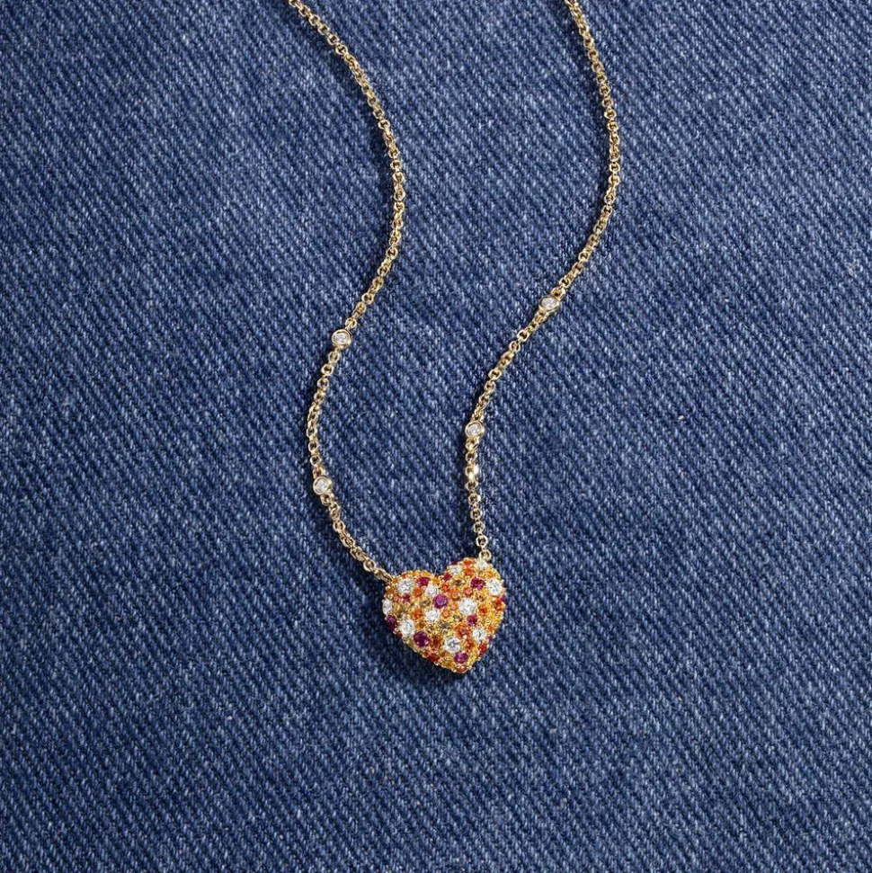 APM Monaco Small Multicolor Heart Adjustable Necklace- Necklaces