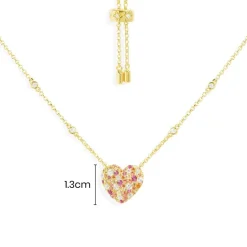 APM Monaco Small Multicolor Heart Adjustable Necklace- Necklaces