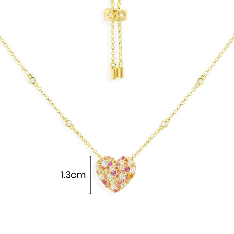 APM Monaco Small Multicolor Heart Adjustable Necklace- Necklaces