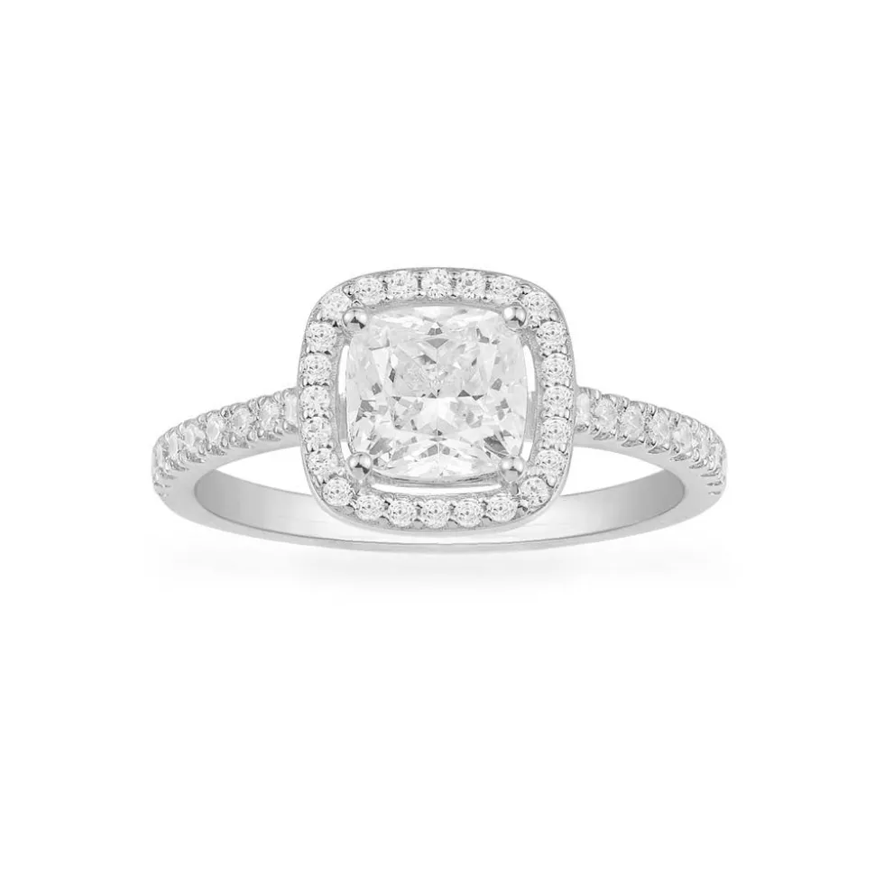 APM Monaco Small Square Pave Ring- Rings