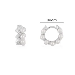 APM Monaco Small Up And Down Hoop Earrings With Pearls- Earrings