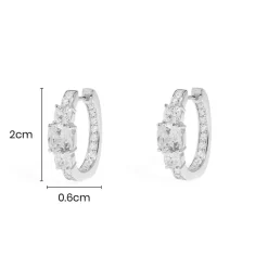 APM Monaco Square Pave Hoop Earrings- Earrings