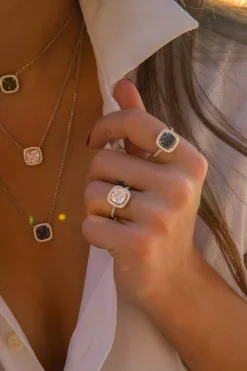 APM Monaco Square Pave Ring- Rings