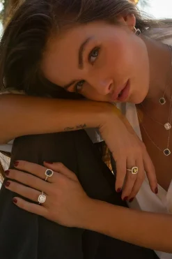 APM Monaco Square Pave Ring- Rings