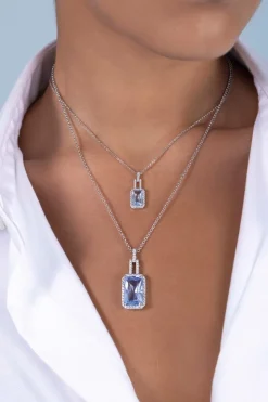 APM Monaco Statement Adjustable Necklace With Lagoon Blue Pendant- Necklaces