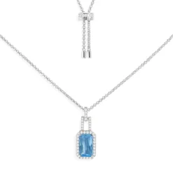 APM Monaco Statement Adjustable Necklace With Lagoon Blue Pendant- Necklaces