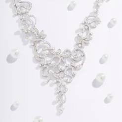 APM Monaco Statement Flower Adjustable Necklace With Pearls- Necklaces