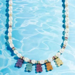 APM Monaco Statement Multicolor Yummy Bear Necklace With Pearls- Necklaces