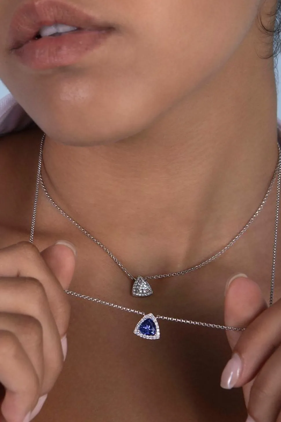 APM Monaco Triangle Pave Adjustable Necklace- Necklaces