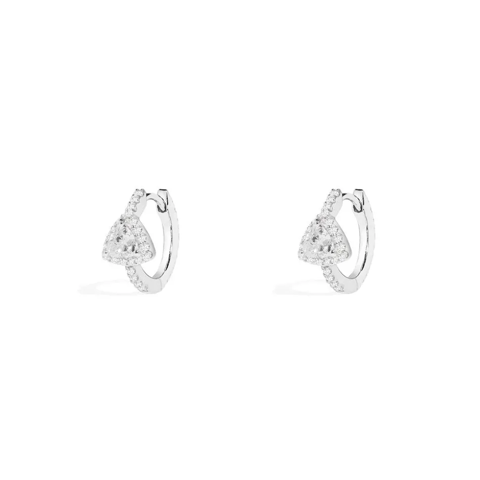 APM Monaco Triangle Pave Hoop Earrings- Earrings
