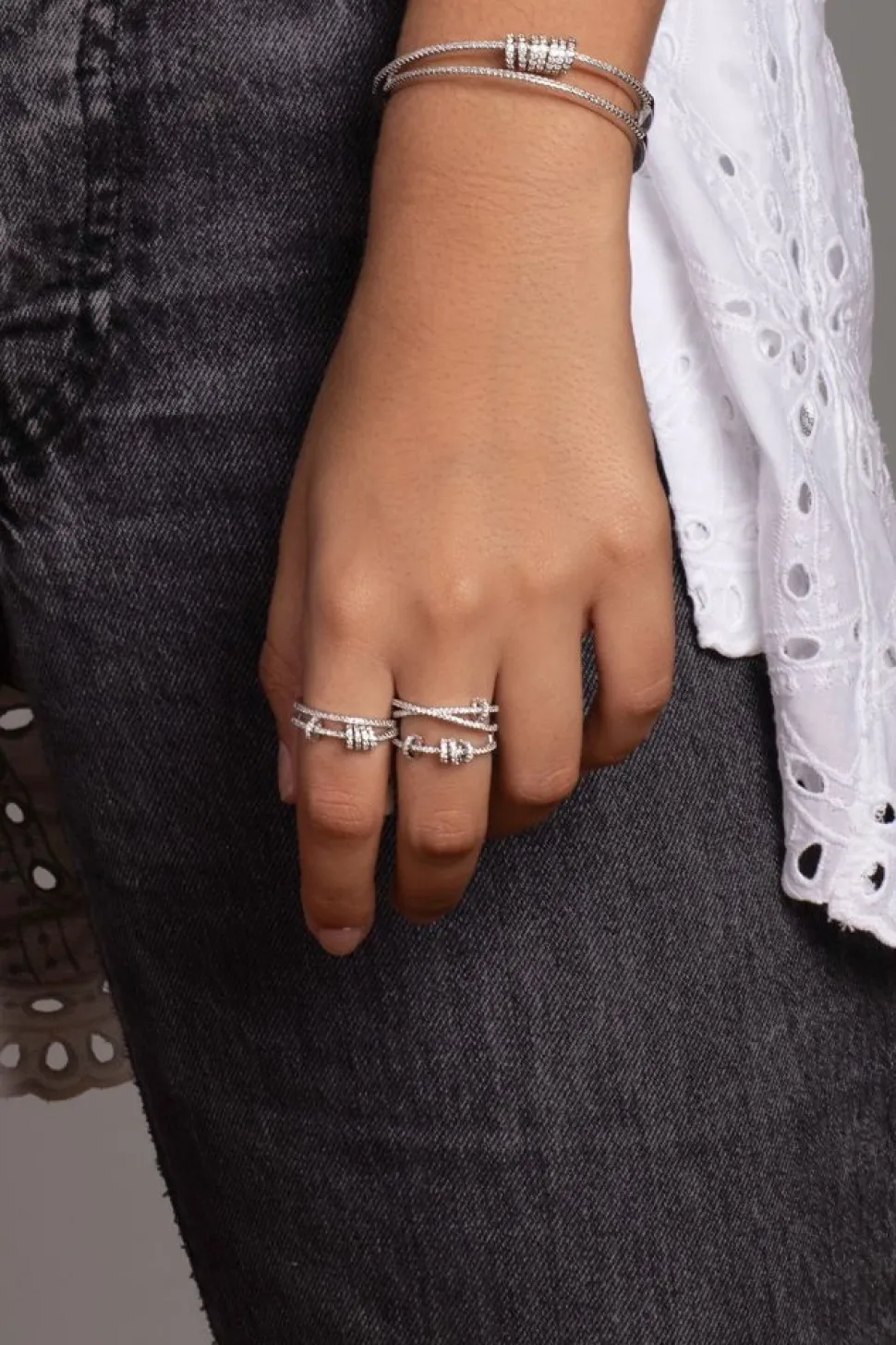 APM Monaco Triple Ring With Sliding Hoops- Rings
