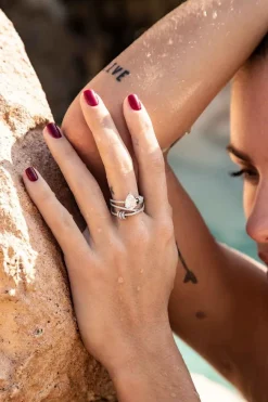 APM Monaco Triple-Hoop Ring With Pear Stone- Rings