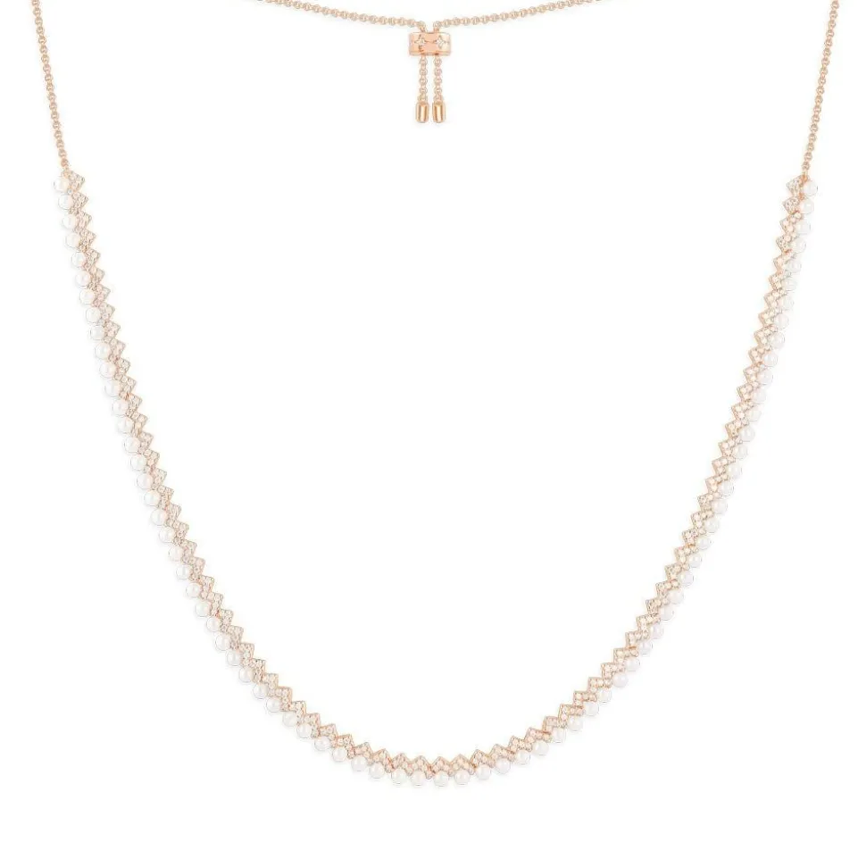 APM Monaco Up And Down Adjustable Necklace With Pearls- Necklaces