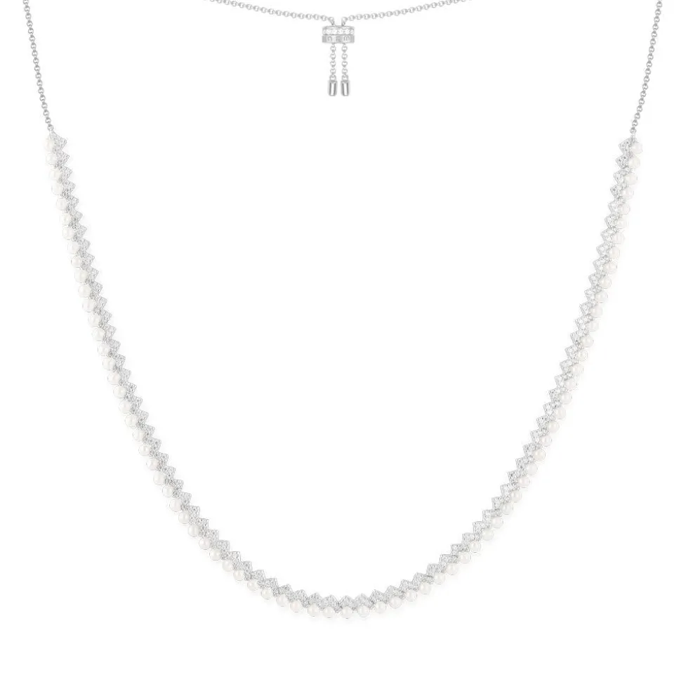 APM Monaco Up And Down Adjustable Necklace With Pearls- Necklaces