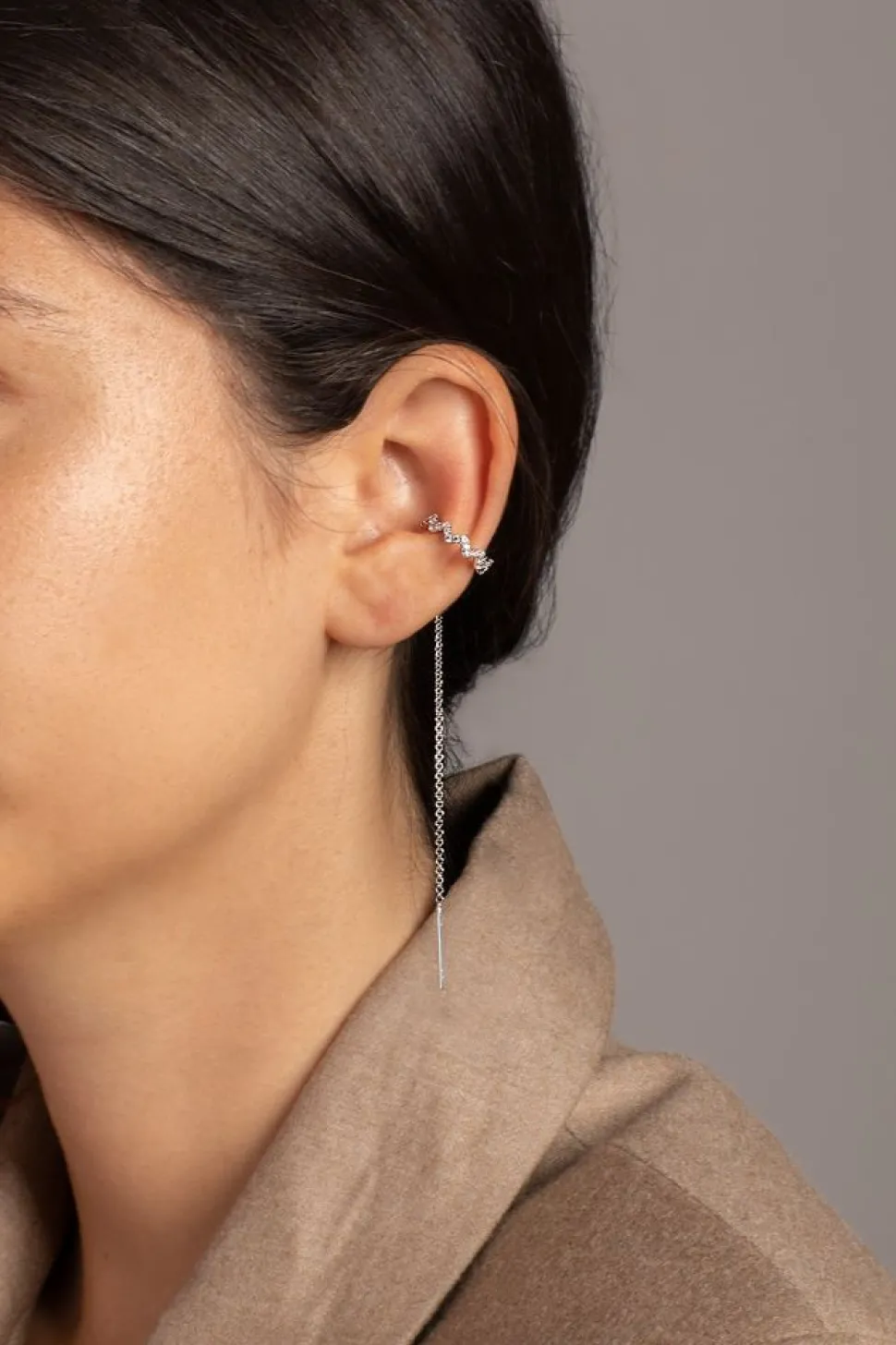 APM Monaco Up And Down Drop Ear Cuff With Chain- Earrings