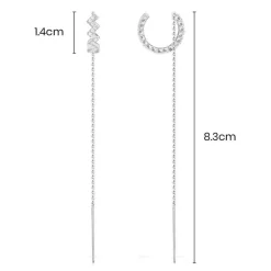 APM Monaco Up And Down Drop Ear Cuff With Chain- Earrings