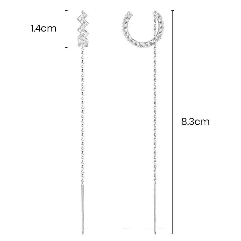 APM Monaco Up And Down Drop Ear Cuff With Chain- Earrings