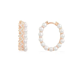 APM Monaco Up And Down Hoop Earrings With Pearls- Earrings