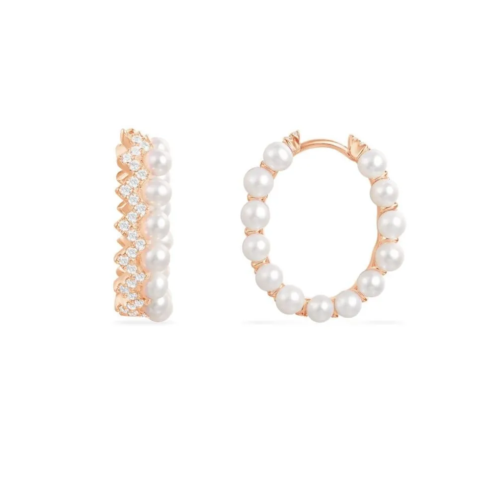 APM Monaco Up And Down Hoop Earrings With Pearls- Earrings