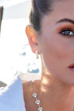 APM Monaco Up And Down Hoop Earrings With Pearls- Earrings