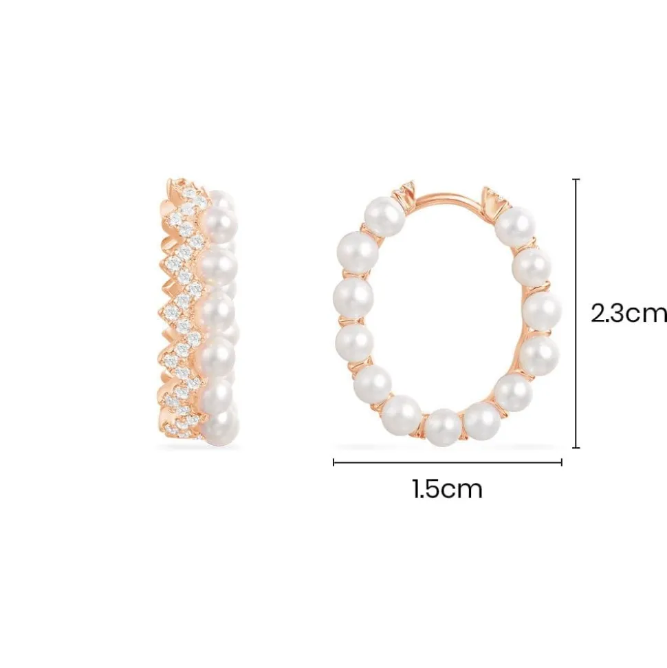 APM Monaco Up And Down Hoop Earrings With Pearls- Earrings