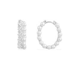 APM Monaco Up And Down Hoop Earrings With Pearls- Earrings
