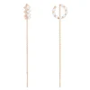 APM Monaco Up And Down Pearl And Chain Ear Cuffs- Earrings