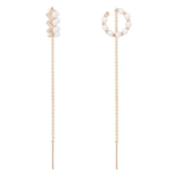 APM Monaco Up And Down Pearl And Chain Ear Cuffs- Earrings