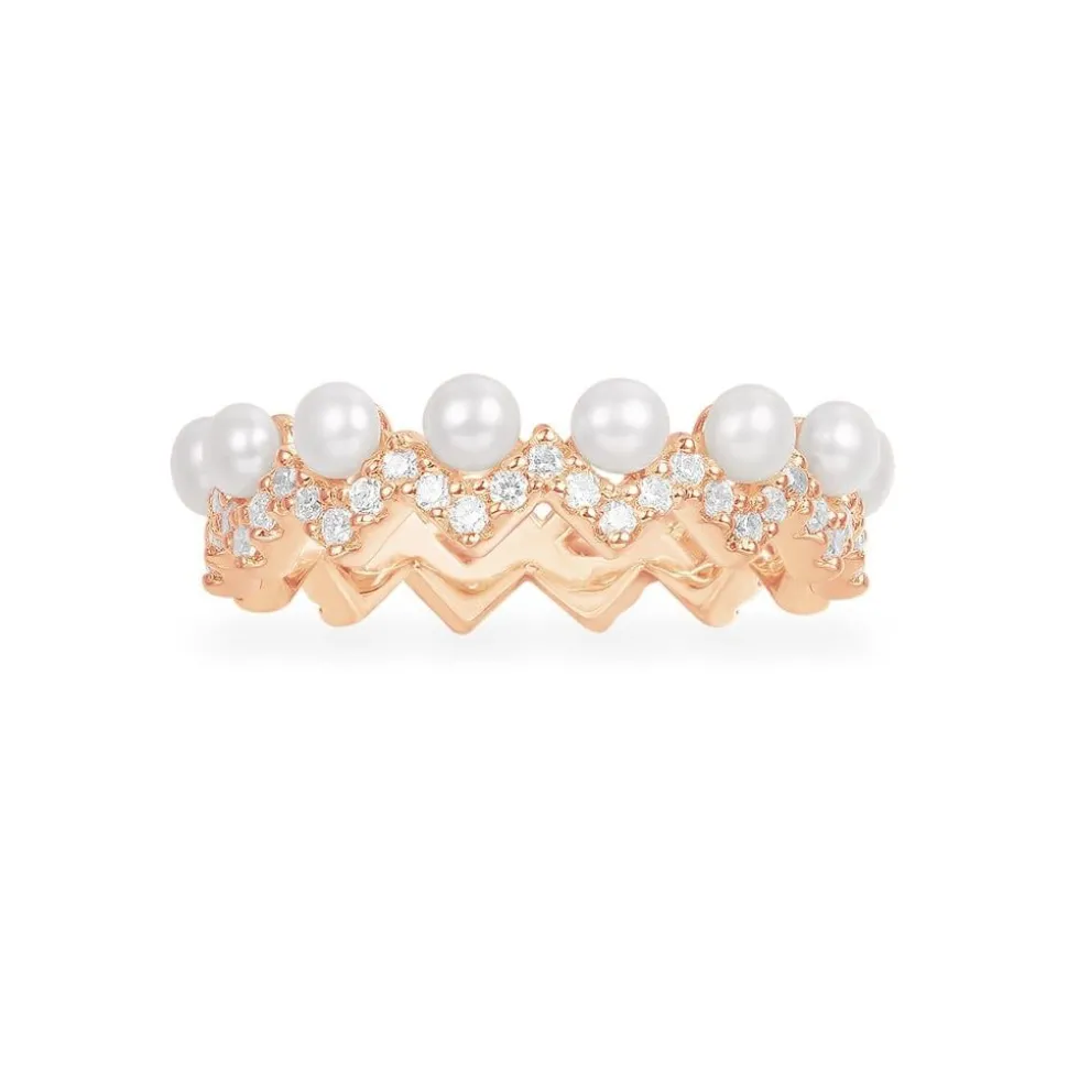 APM Monaco Up And Down Ring With Pearls- Rings