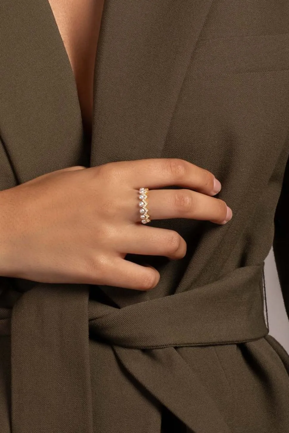 APM Monaco Up And Down Ring With Pearls- Rings