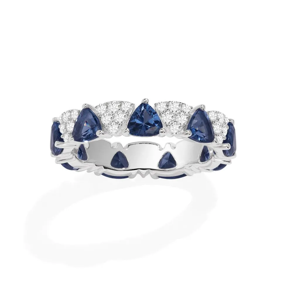 APM Monaco White & Blue Triangle Ring- Rings