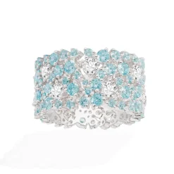 APM Monaco White & Lagoon Blue Pave Ring- Rings