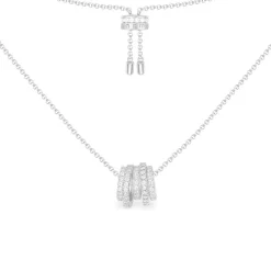 APM Monaco White Hoop Adjustable Necklace- Necklaces
