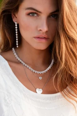 APM Monaco White Nacre Heart Choker- Necklaces