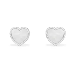 APM Monaco White Nacre Heart Stud Earrings- Earrings