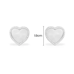 APM Monaco White Nacre Heart Stud Earrings- Earrings