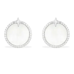 APM Monaco White Nacre Round Earrings- Earrings