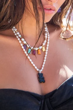 APM Monaco Xl Mood Yummy Bear Adjustable Necklace With Pearls- Necklaces